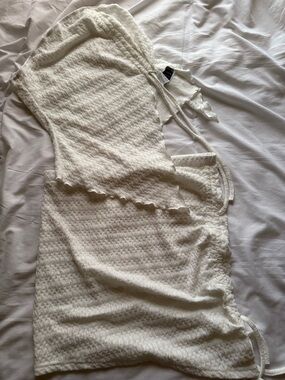 SHEIN White Textured Ruffle Top and Skirt